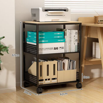 Fantasy doorstep express storage storage unit takeout storage table removable multi-layer storage rack bookshelf side cabinet rack solid wood with wheels athens black three-layer