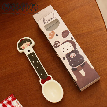 Mppmck light luxury exquisite high-looking spoon retro girl ceramic spoon household high-looking dessert coffee stirring spoon eating bow girl spoon (color box)