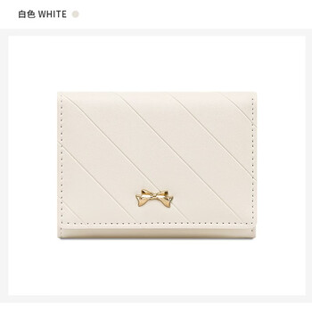 Woodpecker (tucano) 2026 new korean style small fresh short coin purse cute bow three-fold thin compact wallet card holder off-white