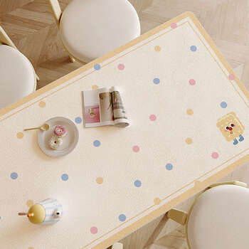 Yusenyi dining table mat is waterproof, oil-proof, anti-scalding, no-wash tablecloth, atmospheric coffee table table mat, pz tangdou beanhuang 90x180cm, thickness 2mm, thicker than the market