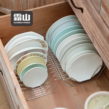 Shuangshan 304 stainless steel dish storage rack kitchen drain dish rack wide v-shaped ladder card slot dish storage rack