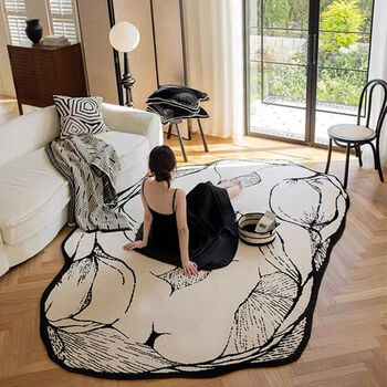 Fantasy living room carpet, retro sofa, coffee table blanket, light luxury high-end bedroom bedside blanket, large area full floor mat, customizable qs+ tulip lover alien (three-proof falman) 120x160cm thickened and waterproof