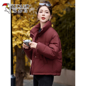 Woodpecker high-end white duck down jacket women's winter 2026 new loose western style stand collar small thick jacket ankola red 2xl