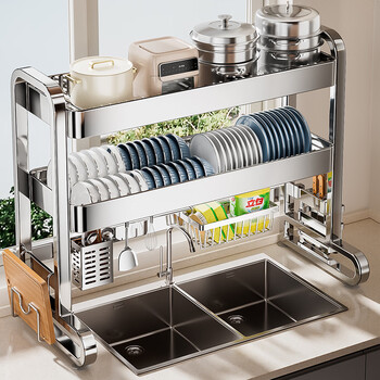 Benwang (bw) 304 stainless steel kitchen sink rack multi-functional drain rack and dish storage rack above the sink main picture best-selling model - anti-oxidation stainless steel double-layer 86cm sink rack + luxurious complete equipment