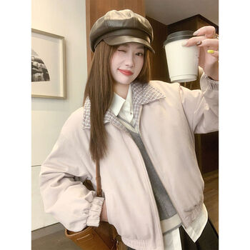 Zeng xiaoxian zeng xiaoxian korean style gray purple quilted lapel jacket for women winter 2025 new warm loose zipper top gray purple s