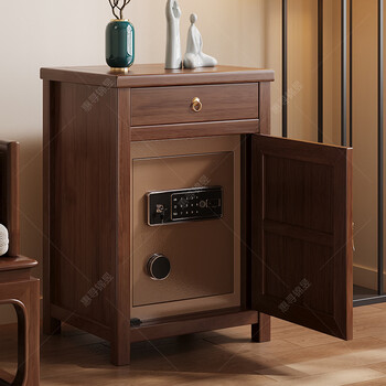 Huixun solid wood bedside table safe integrated household hidden safe small locker bedroom smart locker fas grade rubber wood without veneer black walnut color #fingerprint+password/complete 46cm*41cm*71cm