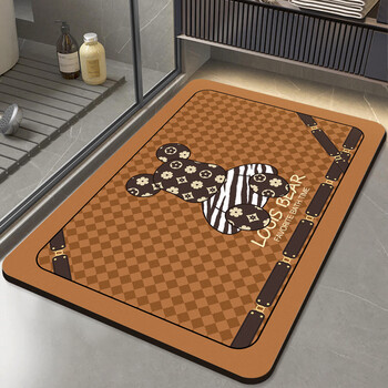 Fantasy diatom mud soft cushion absorbent mat kitchen mat bathroom foot mat doorway quick-drying bathroom absorbent floor mat anti-slip xiong yf15 square 40x60cm thickened about 4mm instantly absorbed and quick-drying