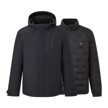 Polowalk three-wear men's down jacket 2025 winter new product 90 duck down hooded stand-collar jacket dark navy filled down approximately 53g~66.9g xl 180/xl