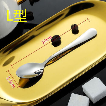 Stainless steel coffee spoon, dessert spoon, seasoning spoon, stirring spoon, ice cream spoon, small spoon, yogurt spoon, baby spoon, 3 l-shaped spoons