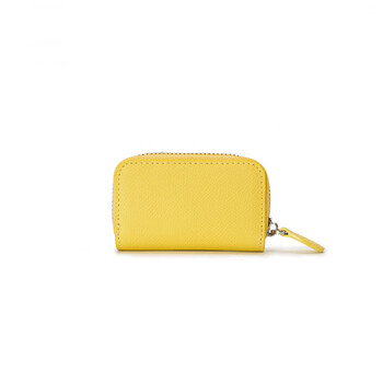 Key storage bag women's genuine leather home mini small bag men's portable cowhide car remote key bag universal yellow