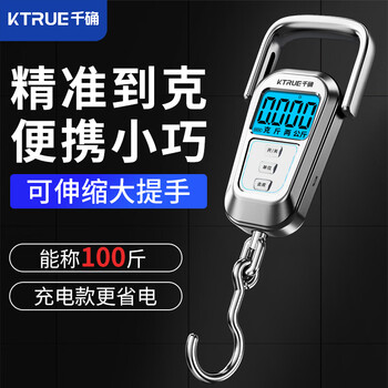 Qianque portable scale electronic scale express scale portable home fish weighing hook spring luggage weighing rechargeable electronic scale 100 jin charging model free charging cable + accurate to the gram