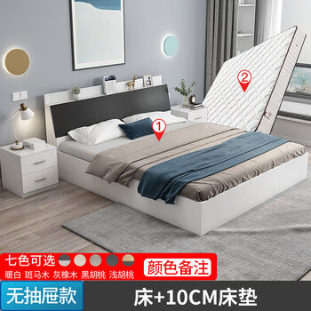 Jintong tatami bed panel bed box simple modern small apartment double bed drawer high box bed cabinet integrated storage bed reclining without extraction + coconut dream 10cm thick cushion color remarks 1800mm*2000mm assembled box bed