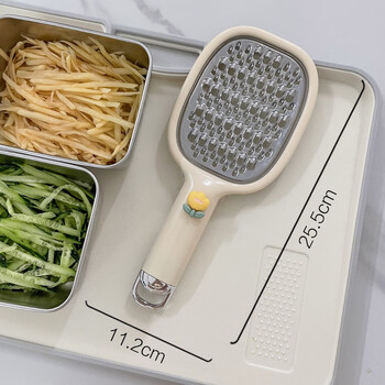 Shijanu's new stainless steel potato grater, household vegetable cutting tool that does not hurt your hands, multi-functional radish grater_beige flower