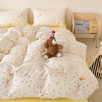 Fantasy class a double-layered yarn sheets, fitted sheets and quilt covers, four-piece set of cotton gauze quilt covers, cartoon cute style, little star class a 100 pure cotton super soft double-layered yarn, 200x230cm single quilt cover, single-piece quilt cover