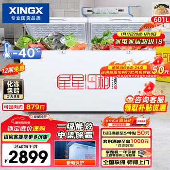 Xingx (xingx) 601l commercial freezer large capacity refrigerator refrigeration and freezing conversion cabinet single temperature large capacity horizontal frost reduction energy saving freezer bd/bc-628ge trade-in