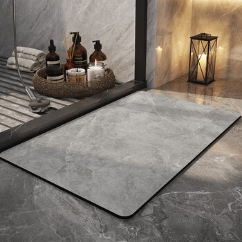 Fantasy marble pattern diatom mud bathroom floor mat toilet quick-drying absorbent foot mat light luxury bathroom non-slip foot mat carpet marble pattern diwei soft diatom mud 30cmx50cm exclusive for small apartments