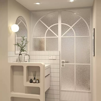 French retro iron glass door custom door arch door powder room arc flat door toilet door toilet door stainless steel frame - tempered glass per square