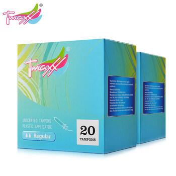 Houjiantang compact short tube tampons for menstrual swimming, regular pack of 20 count, 2 boxes