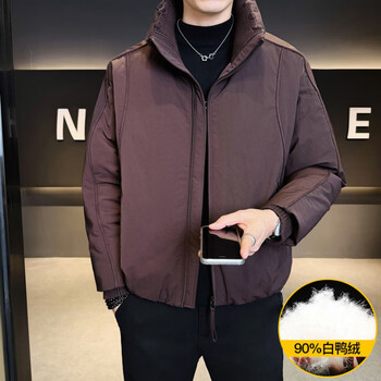 Kbxng jinba short workwear down jacket men's new winter trendy brand handsome stand-up collar jacket thickened warm and cold-resistant jacket purple 3xl