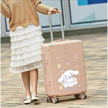 Weidengeer cartoon printed luggage female student fashion password box large capacity trolley case high-looking suitcase leather box cornus officinalis powder jade cinnamon dog-single box 24 inch