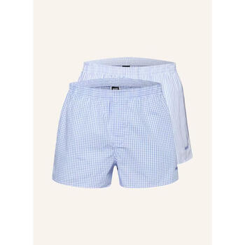 Boss men's underwear, breathable and comfortable cotton plaid daily home shorts, simple hellblau/white one size | s