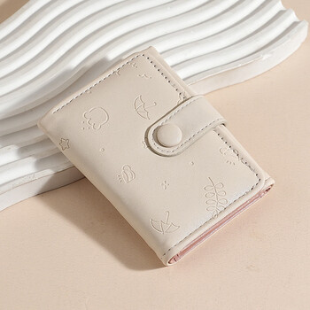 Domestic products carefully selected jialuo new cute pu wallet ins short cartoon card holder multi-functional tri-fold wallet for women white