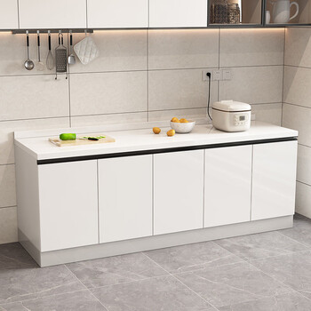 The shopkeeper's kitchen marble cabinet integrated quartz stone countertop kitchen room sink rental home stove cabinet customization flat 5 doors 200cm package installation