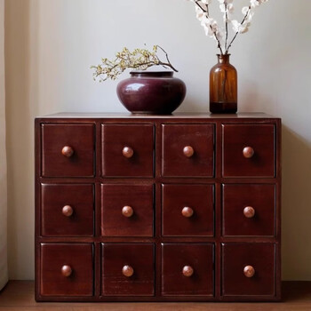 Miaopule solid wood household small medicine cabinet can be used for traditional chinese medicine household bucket custom classification essential oil storage cabinet wooden medicine storage box seven-pull metal handle shipped within 48h