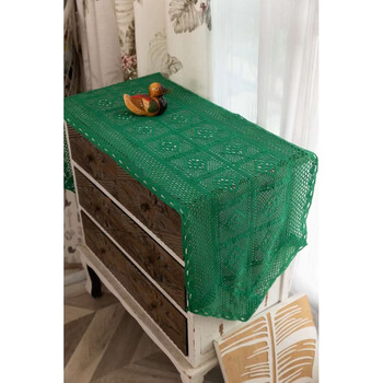 Yusen yi style retro hollow table flag tv cabinet sideboard dining table coffee table desk long cover towel tablecloth green square lace style 50x260cm