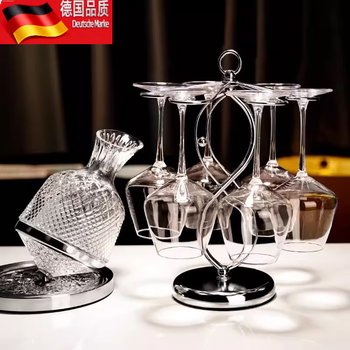 Tuojin european light luxury red wine glass set including decanter crystal goblet 450ml transparent red wine glass 6 pieces + 8-shaped cup holder + gyro decanter