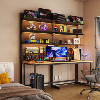 Yusenyi vertical perforated plate storage rack floor-standing gaming room decoration metal storage rack punch-free computer desktop modification not all shelves can pass the national standard quality benchmark industry benchmark