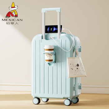 Scarecrow suitcase 24-inch multi-functional trolley case with large capacity and thickened password box student small fresh travel suitcase durable mint green usb charging port + cup holder + test hook 24-inch standard size suitable for single travel for 5~7 days