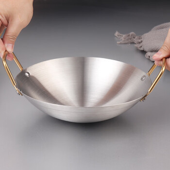 Tuojin stainless steel dry pot bar tripod thickened golden ear alcohol stove household non-stick pot commercial 22cm 22cm gold 22cm golden ear bar tripod 22cm