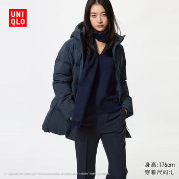 Uniqlo women's seamless down coat/jacket 481137 69 navy blue xl/165/92a