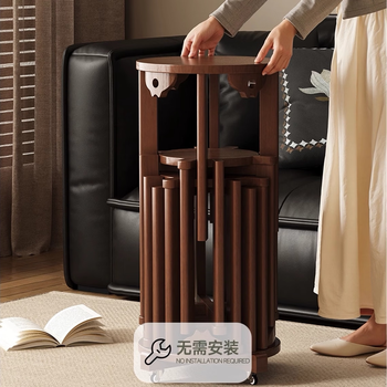 Yusenyi jenga stool stackable dining stool home combination stool six-in-one coffee table stool round stool cherry wood color set of six stools ++ without universal wheel