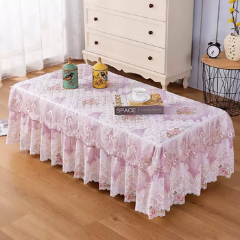 Yusenyi coffee table tablecloth lace cover dustproof rectangular fabric dining table home living room european style tv cabinet cover plus auchan purple (fabric edge) width 80x length 150x height 40