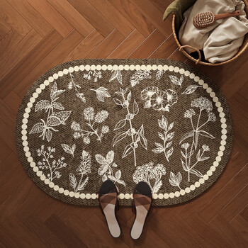 Fantasy bathroom floor mat absorbent bathroom advanced non-slip mat medieval toilet door mat diatom mud carpet diatom mud champagne forest oval 90x150cm stain-resistant and easy to clean