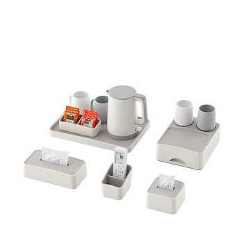 Fantasy hotel guest room miscellaneous toiletry storage box guest room abs plastic tissue box tray remote control tea box hanger guest room miscellaneous set beige