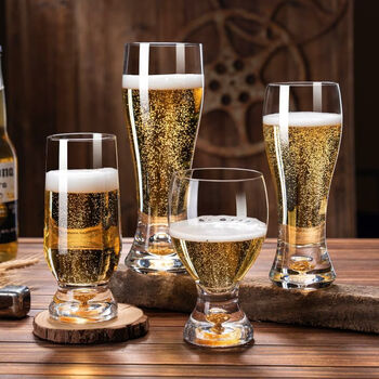 Fantasy gold foil beer mug, household high-looking large-capacity wine glass set, internet celebrity draft beer glass, thickened light luxury glass, 1 waisted transparent beer glass (460ml)