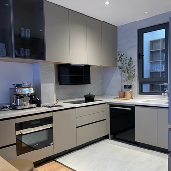 Fantasy cabinet kitchen cabinet double veneer crystal steel door panel rabbit house eiger panel door panel color optional + multi-layer panel + quartz stone 1 meter