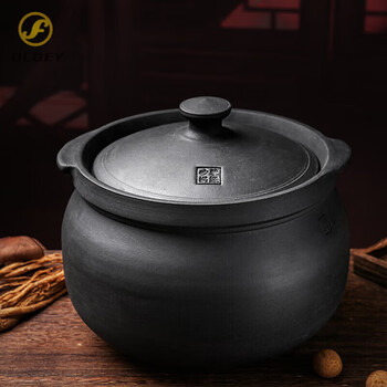 Tuojin black casserole household stew pot soup pot gas gas stove clay soup pot old-fashioned clay pot tai chi free pot + recommended for 5-8 people 8l