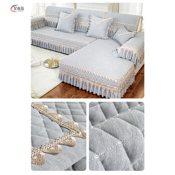 Xinjinngle sofa cushion high-end sofa cover light luxury 2025 popular cover four seasons customized seat european new chinese style alice-light gray suitable for a complete set of 280cm sofa (including cushions, backrests and armrests)