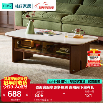 Lin's home skeleton line tv cabinet for living room 2025 new floor-standing storage small apartment coffee table finished cabinet yz1m walnut + white coffee table b