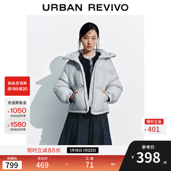 Ur2025 new winter women's simple casual quilted hooded loose down jacket uyl150074 light blue m