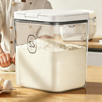 Home katei story japanese flour bucket food grade rice noodle storage container sealed moisture-proof flour storage box special bucket for flour press-type flour bucket 5.5l