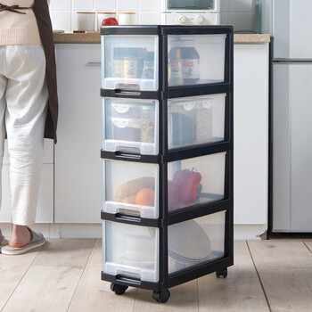 Fantasy storage cabinet storage rack sundry snack storage box drawer-type sandwich storage cabinet clothes storage organizing box standard width 24 white frame + transparent drawer/with wheels three layers 10 customer choices