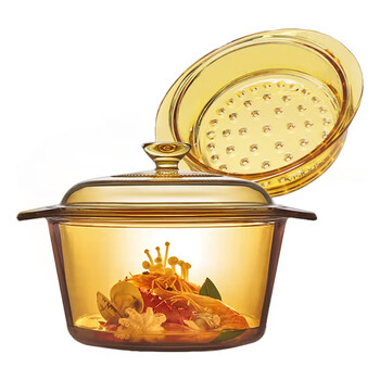 Corning (visions) 3.2l glass deep soup pot + glass steaming grid combination heat-resistant glass pot steamer stew pot cooking pot pot set 3.2l crystal pot + steaming grid
