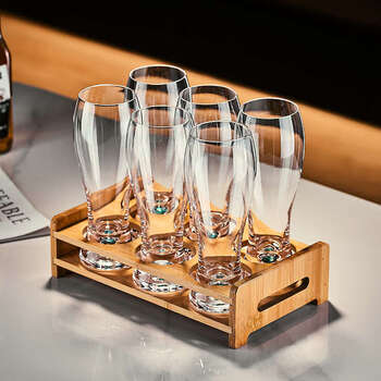 Yusenyi crystal glass turquoise beer mug large capacity household high-end wheat craft beer mug turquoise potbelly beer mug (2 pieces)