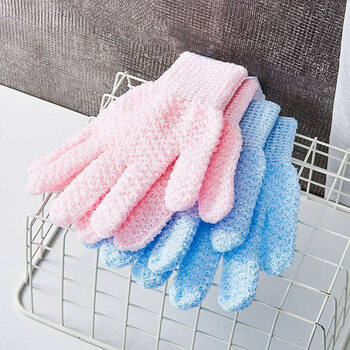 Shantou lincun bathing gloves five-finger exfoliation artifact for men and women, high-end bathing and painless mud, blue pair + pink pair, 4 pieces in total