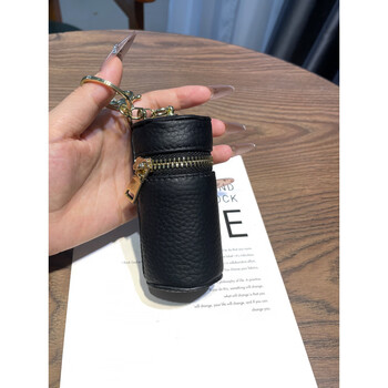 Tanbeiman lipstick key bag 2025 genuine leather bag accessories small pendant mini coin purse waist pendant small miscellaneous bag black cowhide can hold lipstick hanging key hanging bag